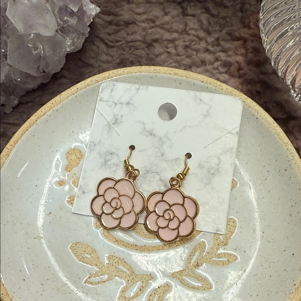 Pink dangly earrings
